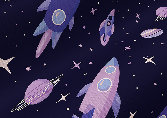 Rocket Adventure, Ultraviolet - Roman Blind - Image 4
